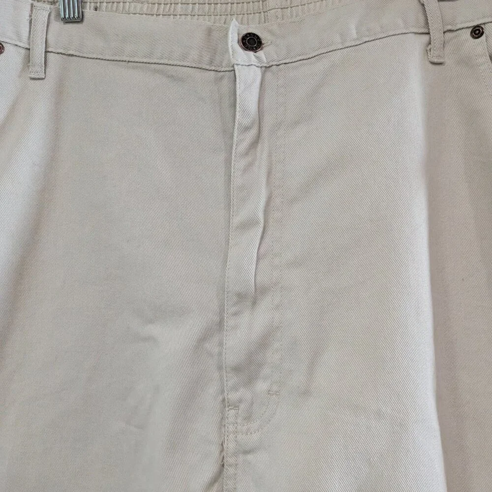 Duke Men's Relaxed Fit Jean Shorts Size 48 Light Beige NWT, 100% Cotton, Elastic